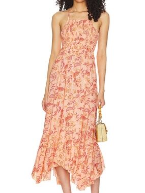 free people day glow midi dress Free People Day Glow Midi Dress Button Up Embroidered Floral V-Neck Size XS